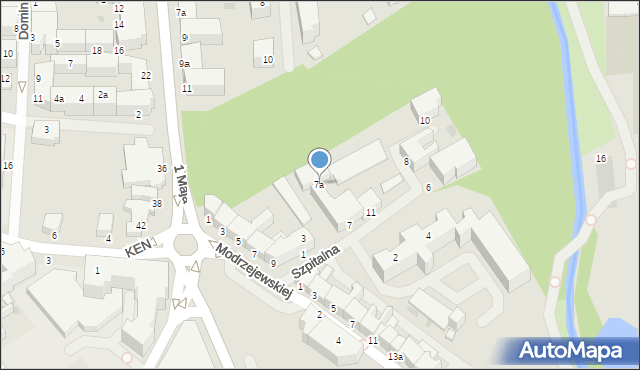 Koszalin, Szpitalna, 7a, mapa Koszalina