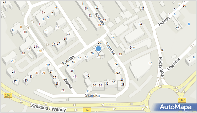 Koszalin, Szeroka, 22, mapa Koszalina