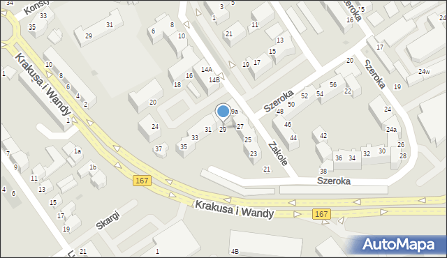 Koszalin, Szeroka, 29, mapa Koszalina