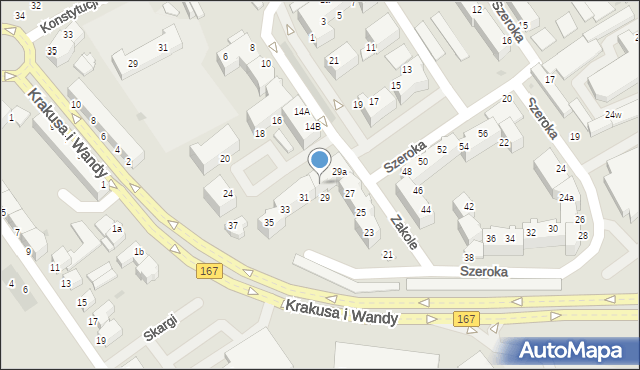 Koszalin, Szeroka, 29b, mapa Koszalina