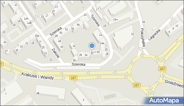 Koszalin, Szeroka, 32, mapa Koszalina