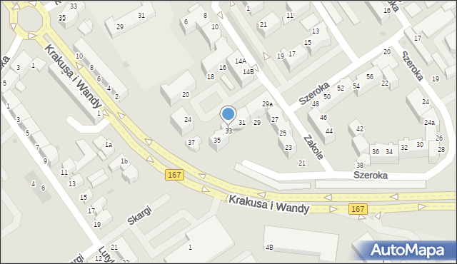 Koszalin, Szeroka, 33, mapa Koszalina