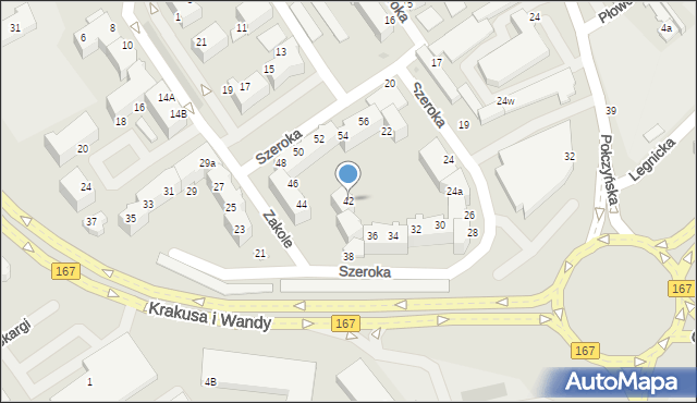 Koszalin, Szeroka, 42, mapa Koszalina