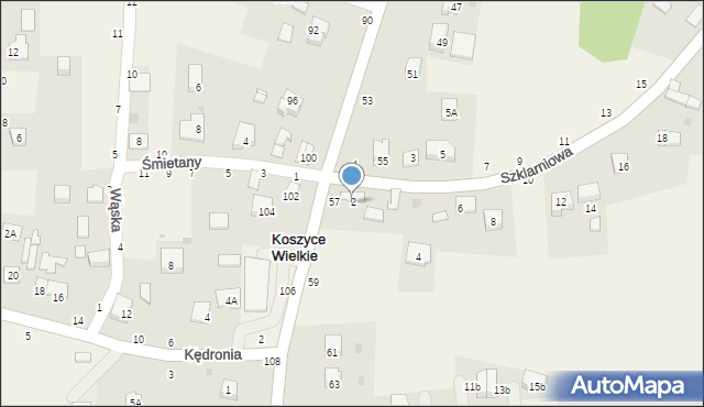 Koszyce Wielkie, Szklarniowa, 2, mapa Koszyce Wielkie