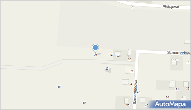 Kozłów Biskupi, Szmaragdowa, 26, mapa Kozłów Biskupi