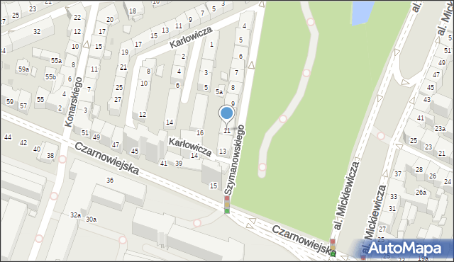 Kraków, Szymanowskiego Karola, 11, mapa Krakowa