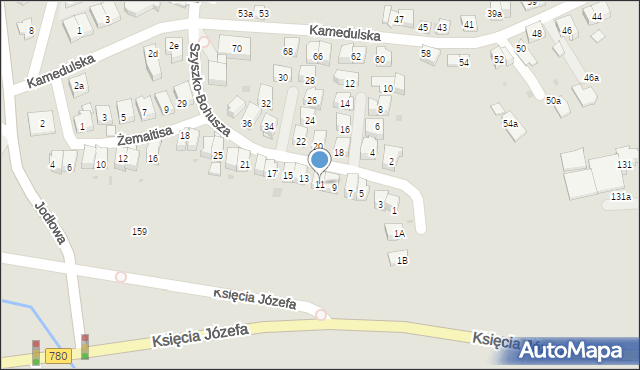 Kraków, Szyszko-Bohusza Adolfa, 11, mapa Krakowa