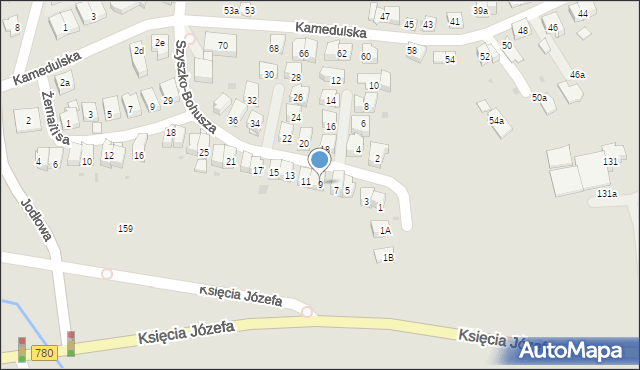 Kraków, Szyszko-Bohusza Adolfa, 9, mapa Krakowa