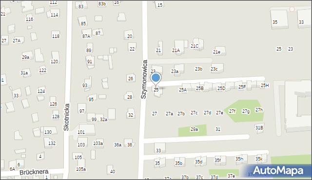 Kraków, Szymonowica Szymona, 25, mapa Krakowa