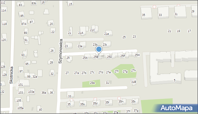 Kraków, Szymonowica Szymona, 25C, mapa Krakowa