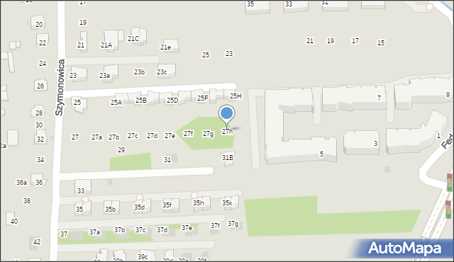Kraków, Szymonowica Szymona, 27h, mapa Krakowa