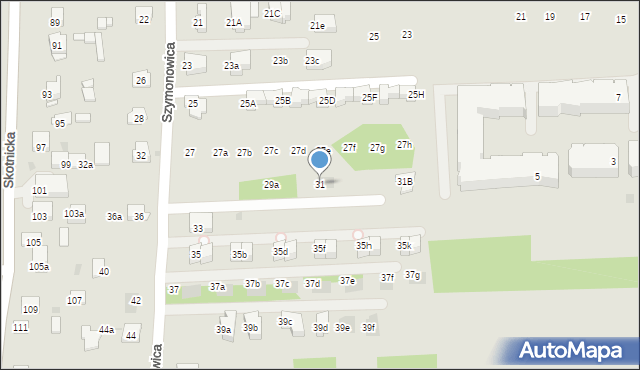 Kraków, Szymonowica Szymona, 31, mapa Krakowa