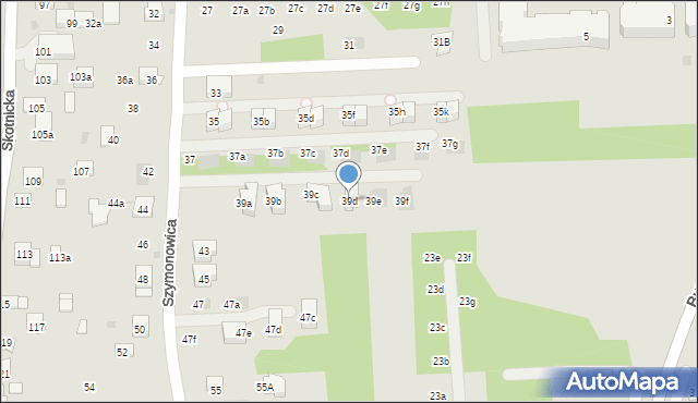 Kraków, Szymonowica Szymona, 39d, mapa Krakowa