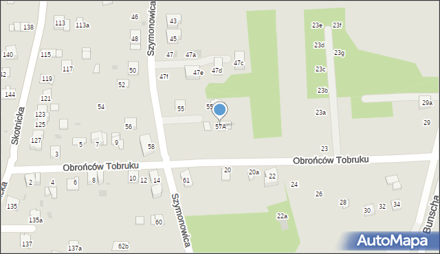 Kraków, Szymonowica Szymona, 57A, mapa Krakowa