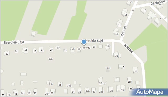 Kraków, Szerokie Łąki, 30, mapa Krakowa