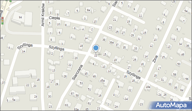 Kraków, Szyllinga Antoniego, gen., 11, mapa Krakowa