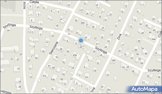 Kraków, Szyllinga Antoniego, gen., 12, mapa Krakowa