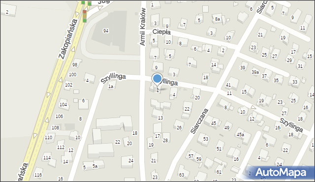 Kraków, Szyllinga Antoniego, gen., 2, mapa Krakowa