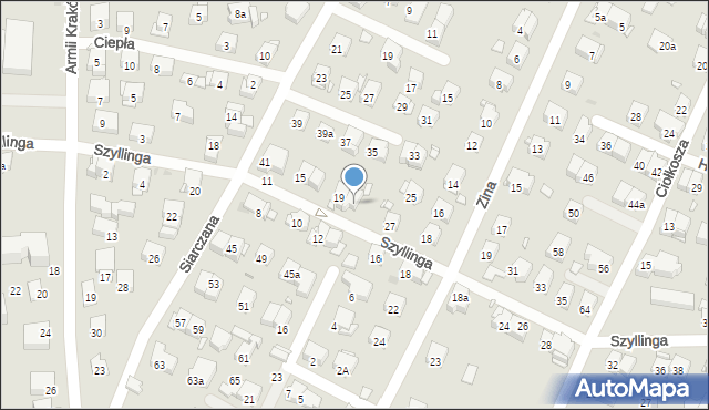 Kraków, Szyllinga Antoniego, gen., 21, mapa Krakowa