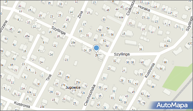 Kraków, Szyllinga Antoniego, gen., 28, mapa Krakowa