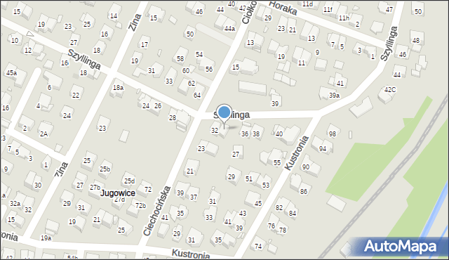 Kraków, Szyllinga Antoniego, gen., 34, mapa Krakowa