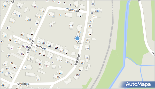 Kraków, Szyllinga Antoniego, gen., 49, mapa Krakowa