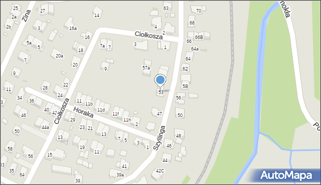 Kraków, Szyllinga Antoniego, gen., 53, mapa Krakowa