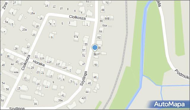 Kraków, Szyllinga Antoniego, gen., 56, mapa Krakowa