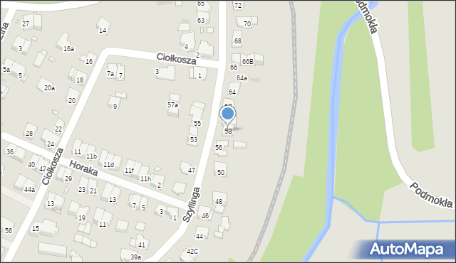 Kraków, Szyllinga Antoniego, gen., 58, mapa Krakowa