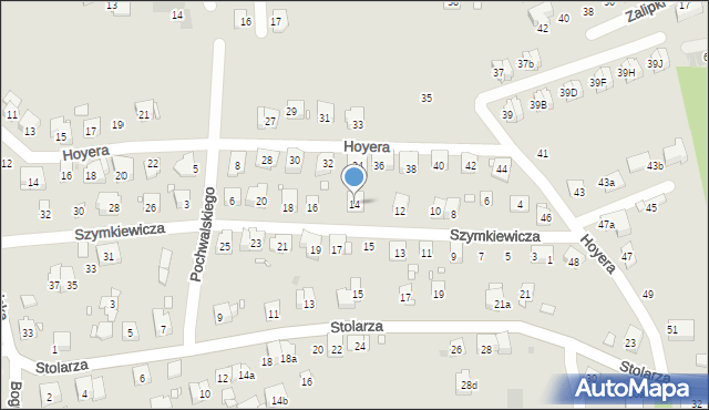 Kraków, Szymkiewicza Dezyderego, 14, mapa Krakowa