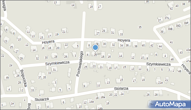 Kraków, Szymkiewicza Dezyderego, 20, mapa Krakowa