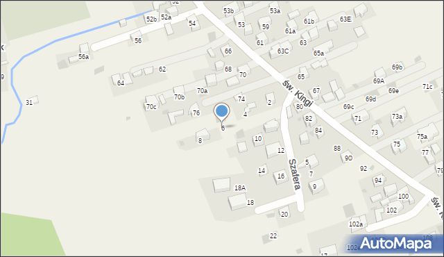 Krościenko nad Dunajcem, Szafera Władysława, prof., 6, mapa Krościenko nad Dunajcem