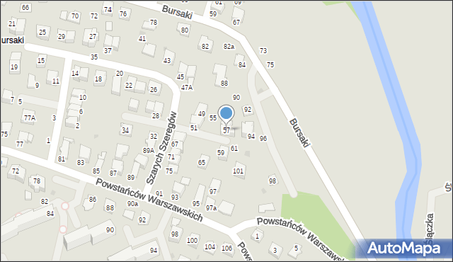 Krosno, Szarych Szeregów, 57, mapa Krosna