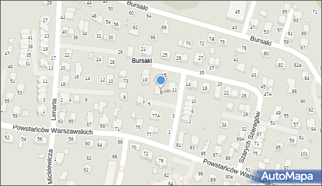 Krosno, Szarych Szeregów, 9, mapa Krosna