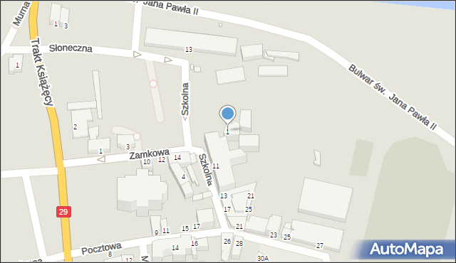 Krosno Odrzańskie, Szkolna, 1, mapa Krosno Odrzańskie