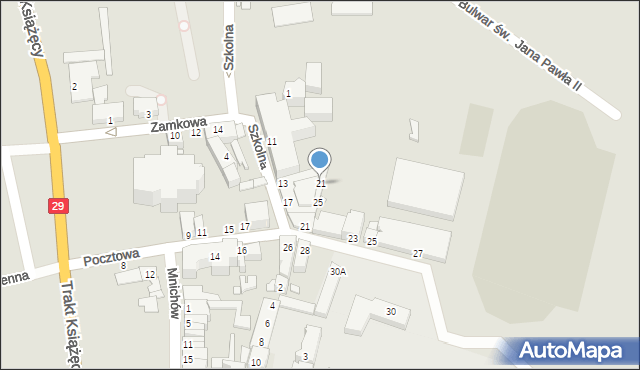 Krosno Odrzańskie, Szkolna, 21, mapa Krosno Odrzańskie