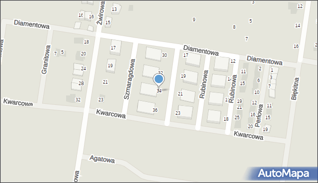 Krotoszyn, Szmaragdowa, 34, mapa Krotoszyna