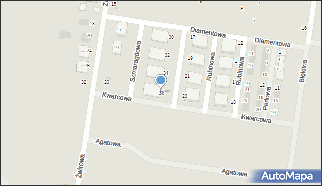 Krotoszyn, Szmaragdowa, 36, mapa Krotoszyna