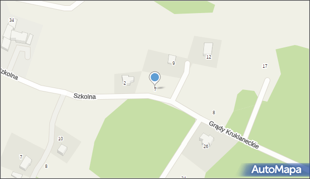 Kruklanki, Szkolna, 7, mapa Kruklanki