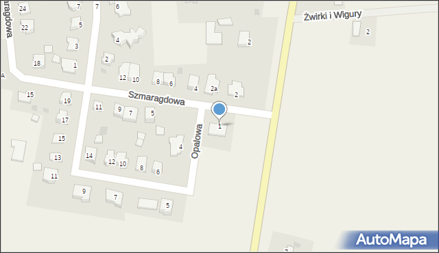 Kruszyn, Szmaragdowa, 1, mapa Kruszyn