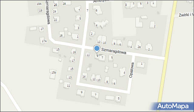 Kruszyn, Szmaragdowa, 9, mapa Kruszyn