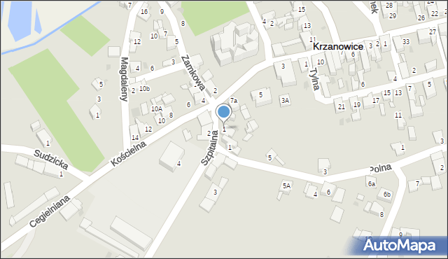 Krzanowice, Szpitalna, 1, mapa Krzanowice