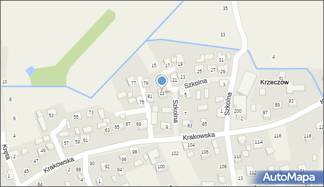 Krzeczów, Szkolna, 11, mapa Krzeczów
