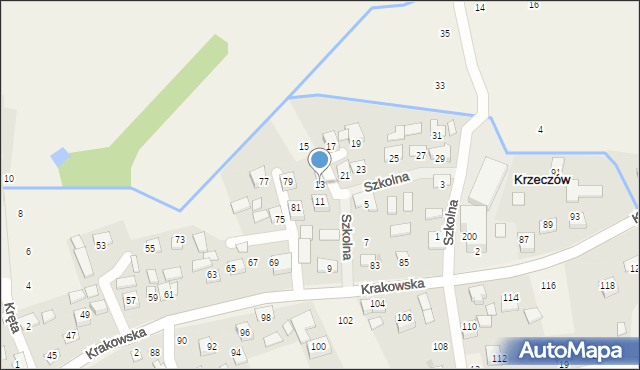 Krzeczów, Szkolna, 13, mapa Krzeczów