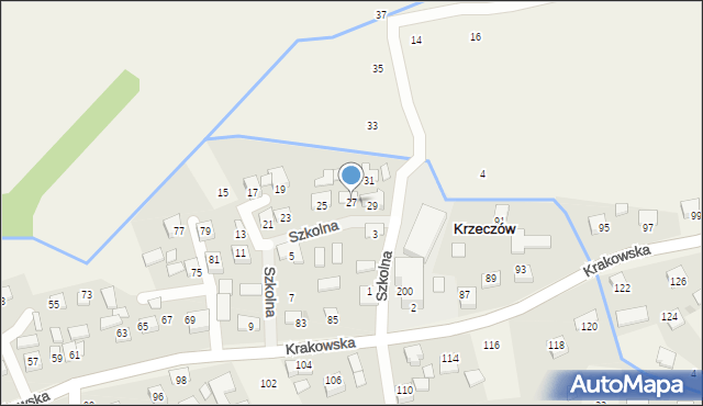 Krzeczów, Szkolna, 27, mapa Krzeczów