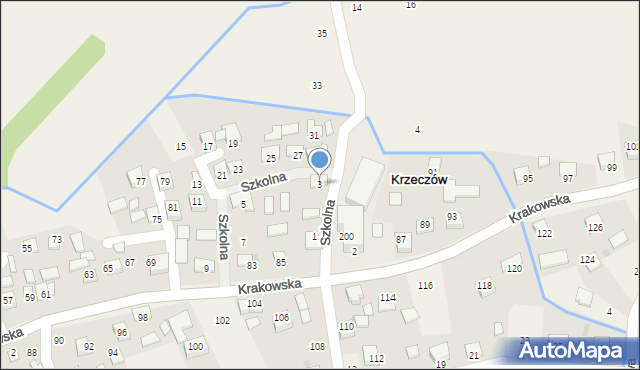 Krzeczów, Szkolna, 3, mapa Krzeczów