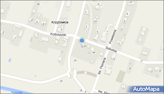 Krzyżowice, Szkolna, 2, mapa Krzyżowice