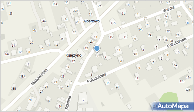 Księżyno, Szkolna, 3, mapa Księżyno