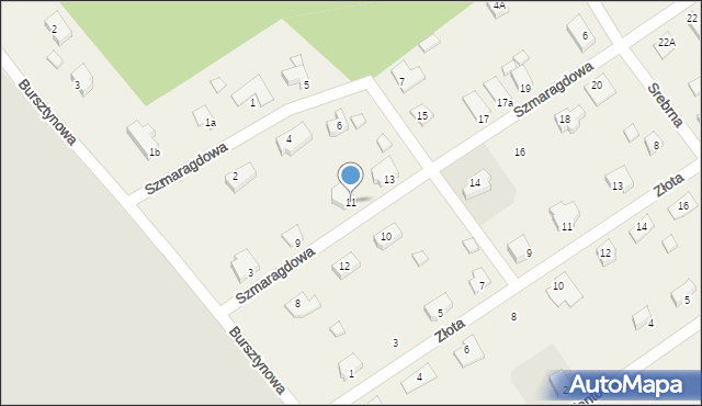 Kunowice, Szmaragdowa, 11, mapa Kunowice
