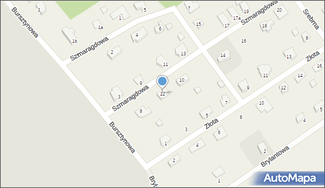 Kunowice, Szmaragdowa, 12, mapa Kunowice